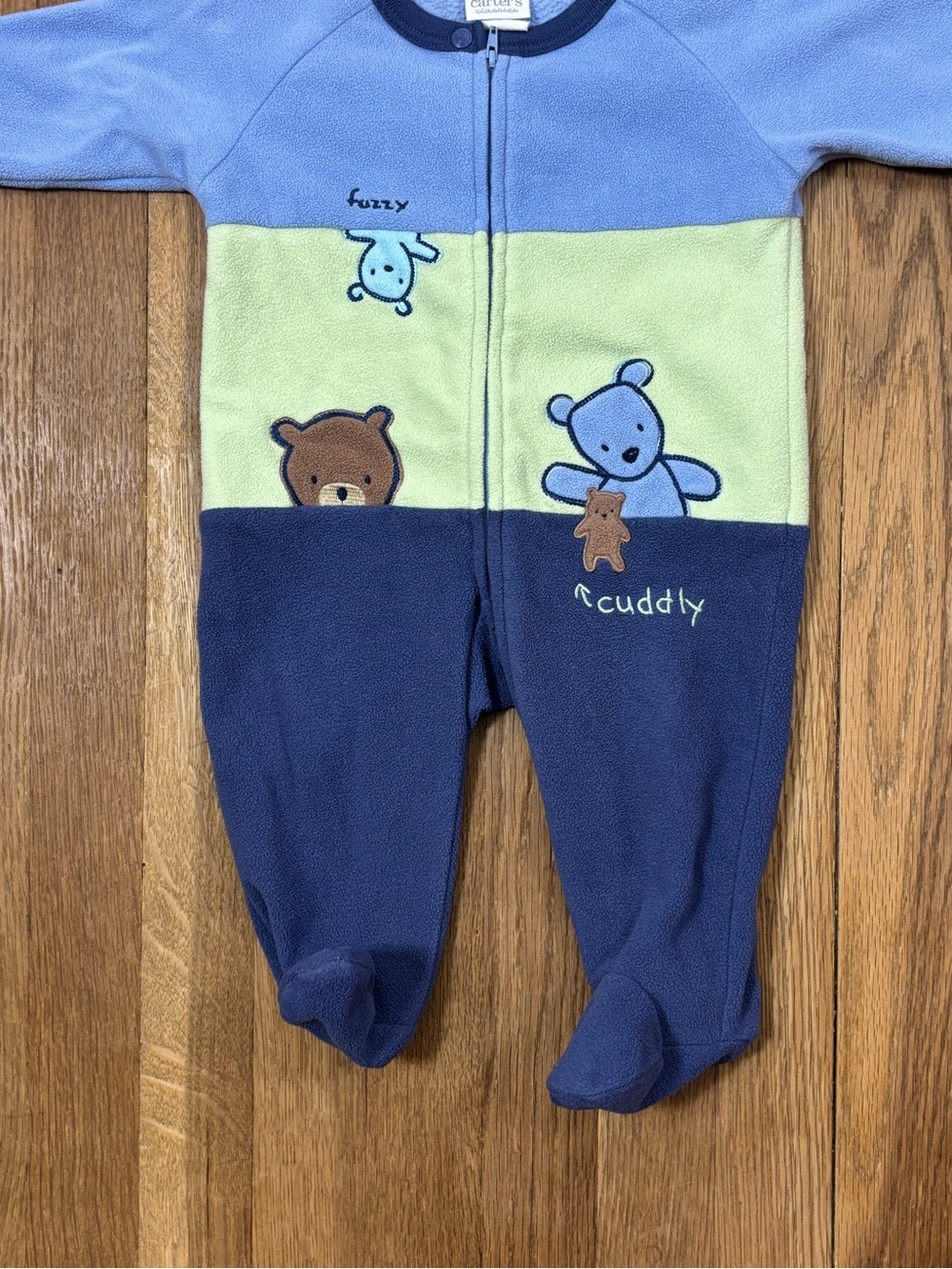 Vintage‎ Carter’s Baby Boys Fleece Footed Pajama Sleeper Teddy Bear Y2K - Picture 2 of 7